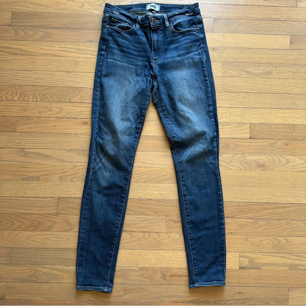 PAIGE Hoxton Ultra Skinny Blue Jeans with Stretch and Faded Wash Size 28